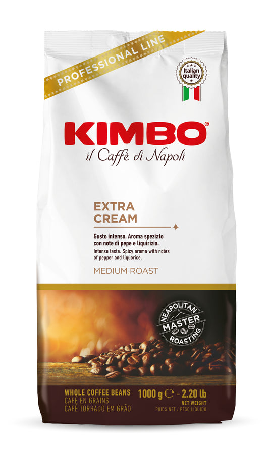 Kimbo Extra Cream – Ganze Kaffeebohnen, 1 kg