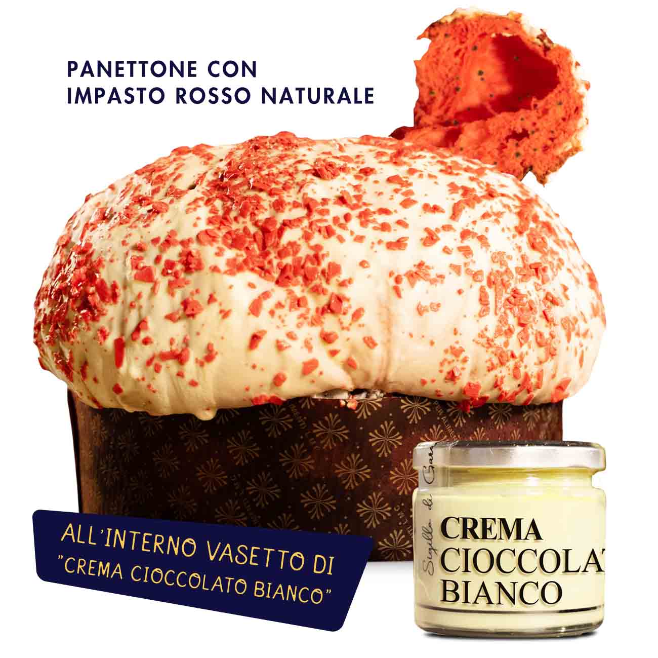 Panettone Red Velvet mit Weißer Schokoladencreme